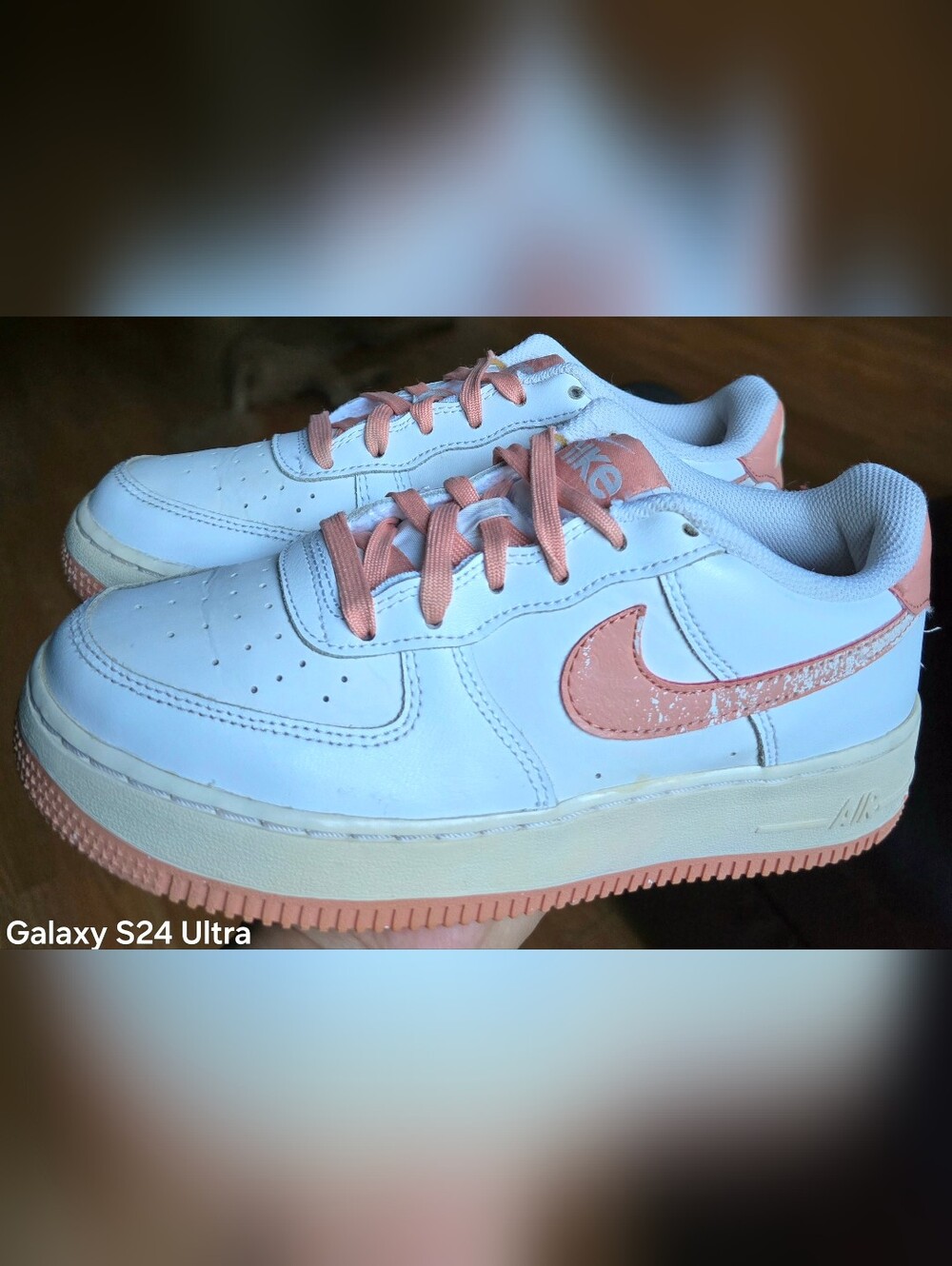 Sz 6Y Big Kids NIKE AIR FORCE LV8 White Light Madder Root Pink Speckled